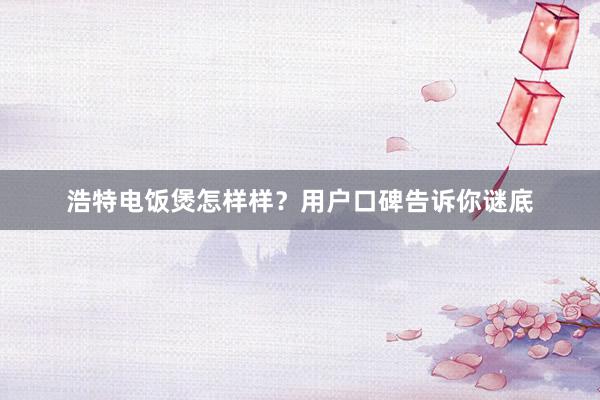 浩特电饭煲怎样样？用户口碑告诉你谜底